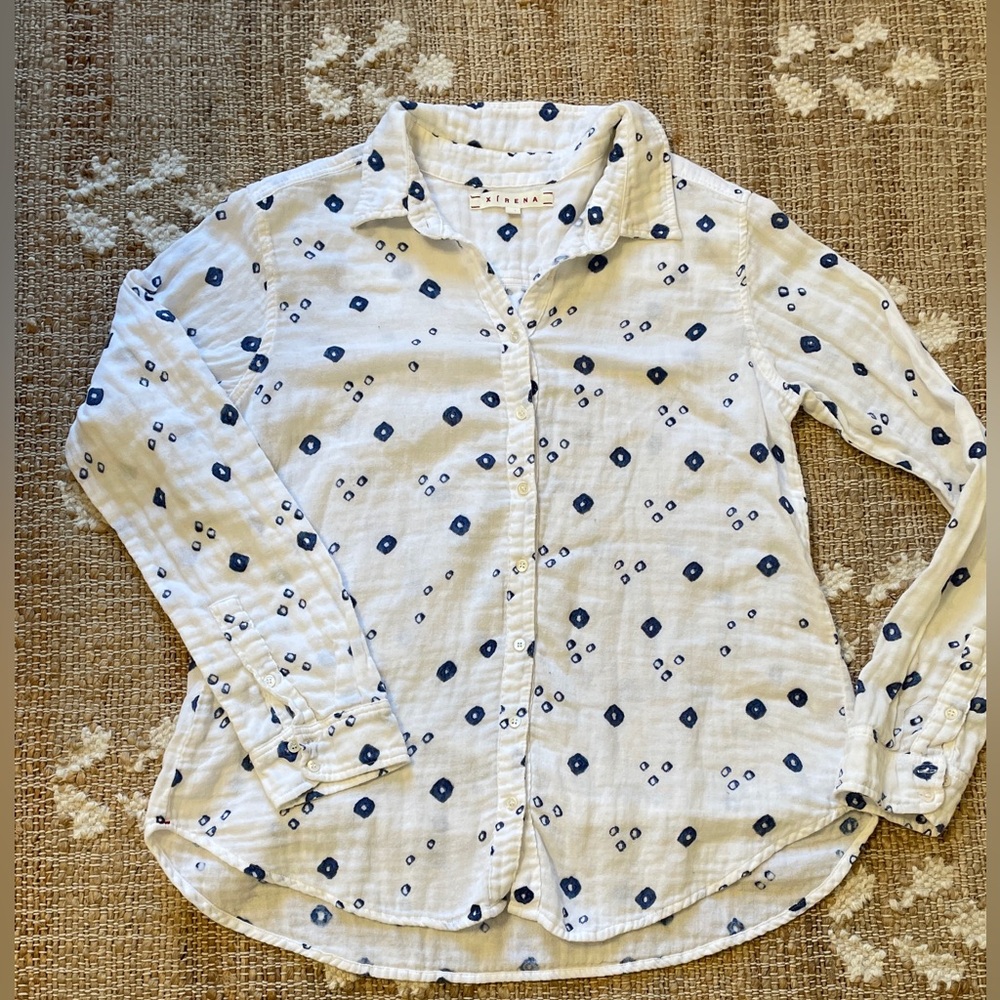 Xirena Scout Button Down Shirt Batik Print XS